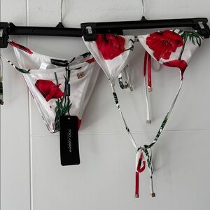 Dolce & Gabbana Red Floral Bikini